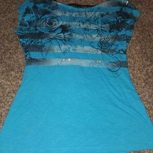 Super short sleeved blue blouse